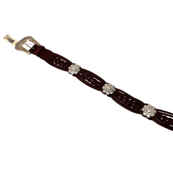 Fossil Brown Leather Belt with Concho Embellishments Size Medium NEW! - Picture 2 of 4